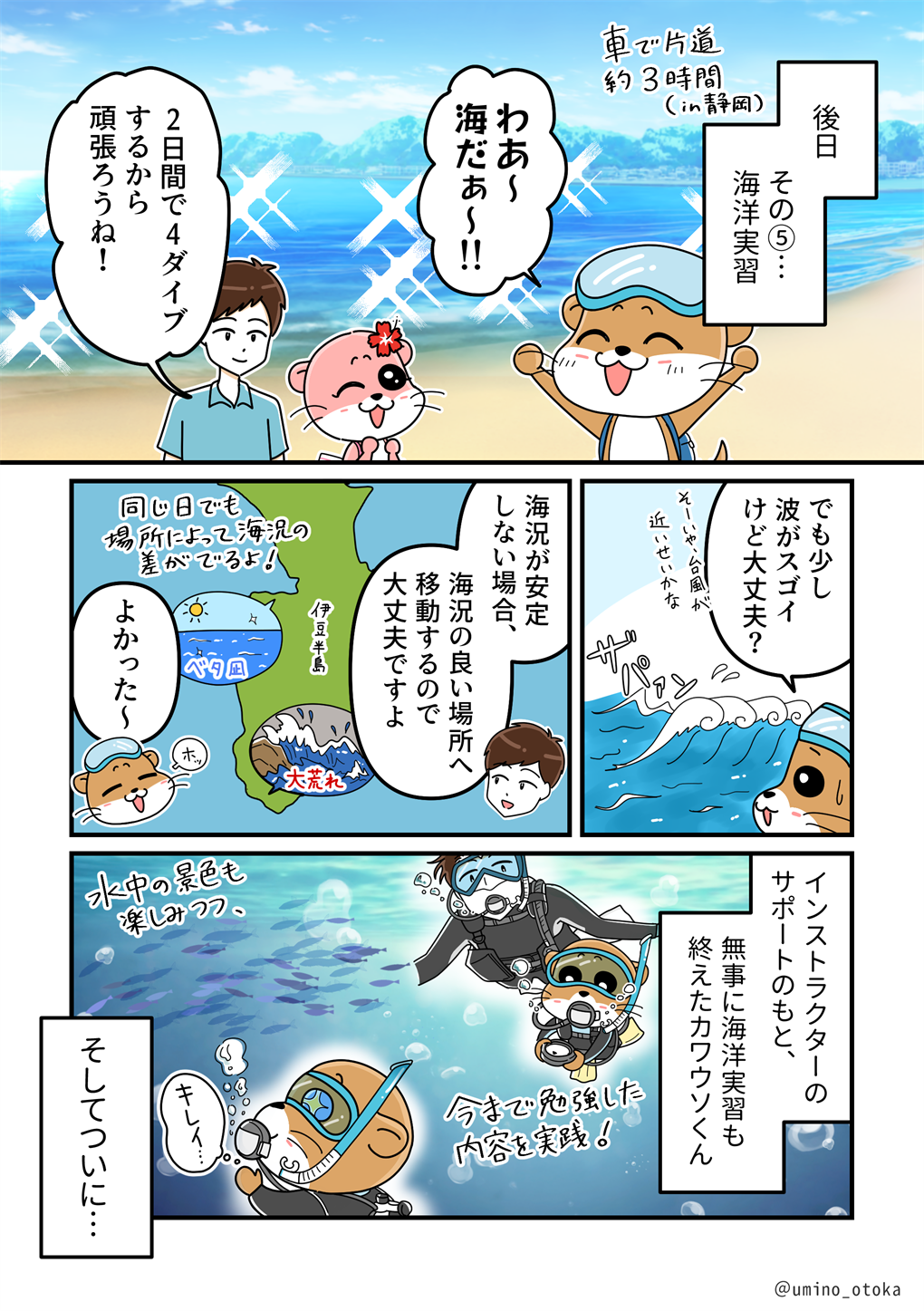 ２～３日目の海洋実習の様子