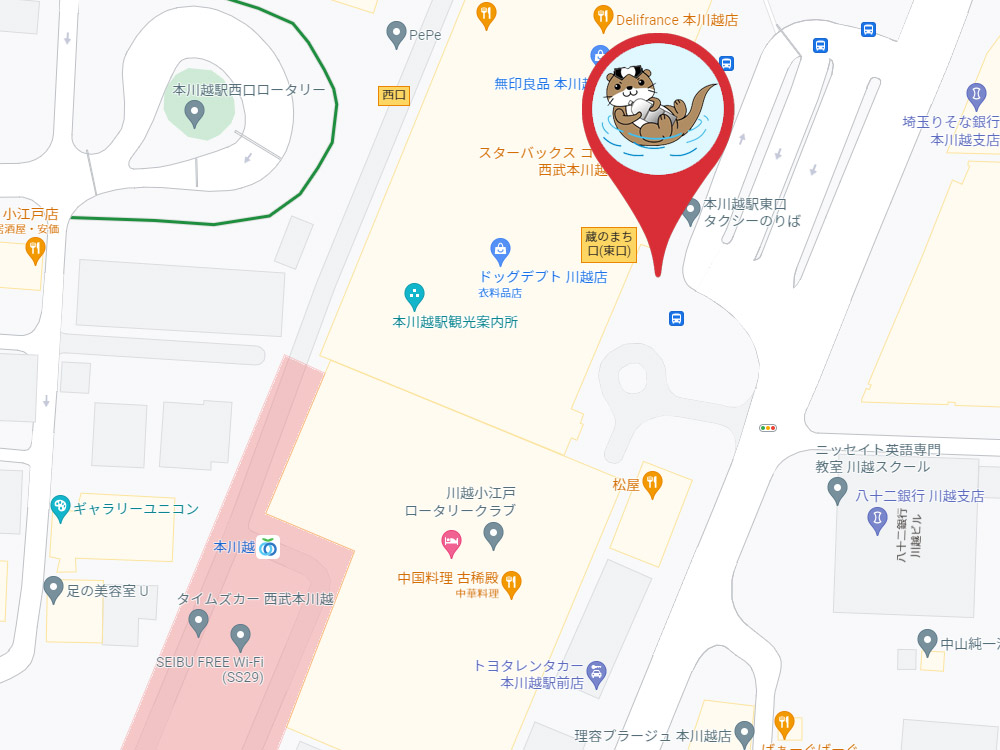 川越駅の集合場所の地図