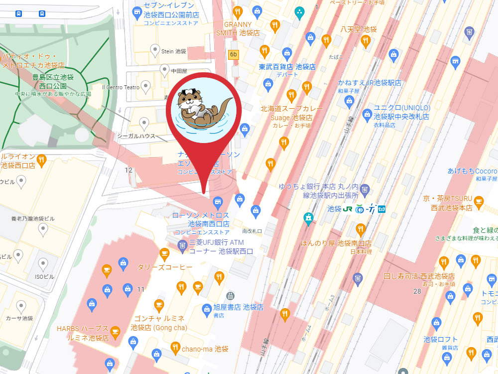 池袋駅の集合場所の地図