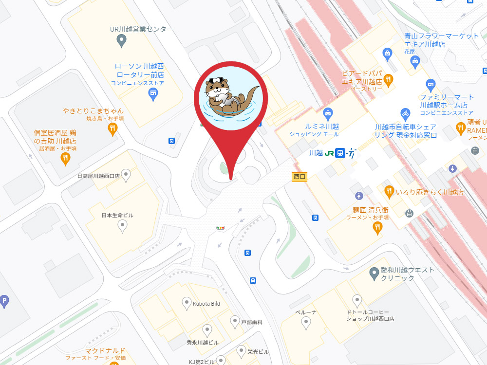 川越駅の集合場所の地図